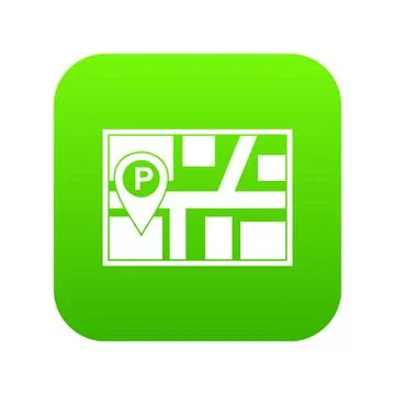 Map with car parking pointer icon digital green Stock Illustration