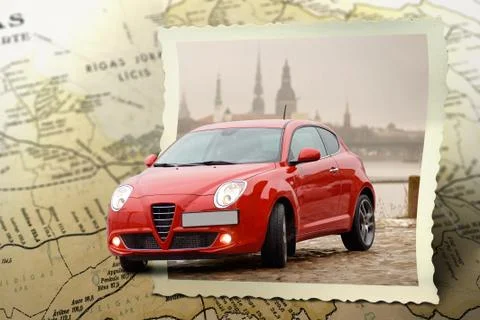 Map with car Stock Photos