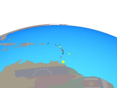 Map of Caribbean with flag on globe Illustrazione stock