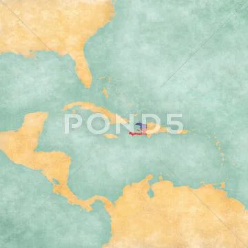 Map Of Caribbean Haiti Vintage Series Illustration 40052708   Map Caribbean Haiti Vintage Series Illustration 040052708 Iconl 