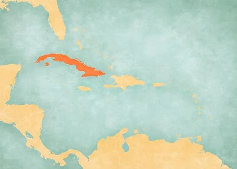Map of Caribbean islands - Cuba Illustrazione stock