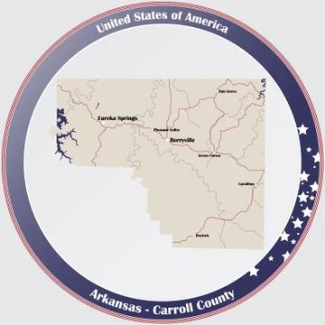 Map of Carroll County in Arkansas Stock Illustration