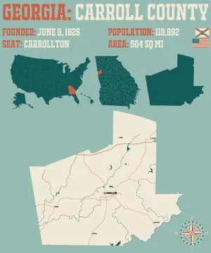 Map of Carroll County in Georgia Illustrazione stock
