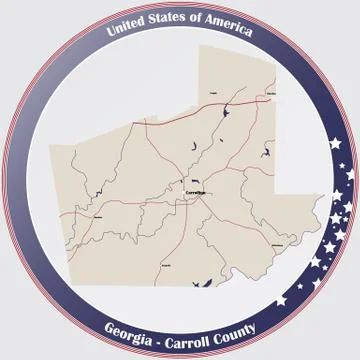 Map of Carroll County in Georgia Stock Illustration