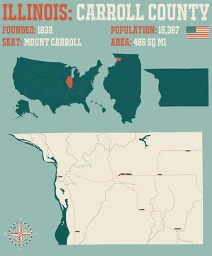 Map of Carroll County in Illinois Stock Illustration