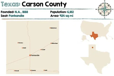Map of Carson county in Texas Stock Illustration