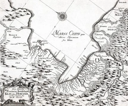 Map of the Caspian Sea.. Ilustración de archivo