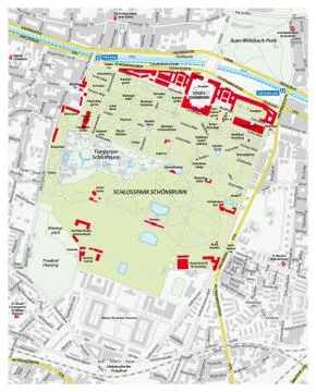 Map of the castle and palace park Schonbrunn, Vienna, Austria Ilustración de archivo