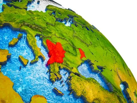 Map of CEFTA countries on 3D Earth Illustrazione stock