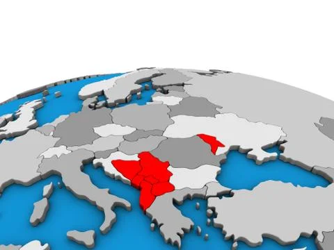 Map of CEFTA countries on 3D globe Illustrazione stock
