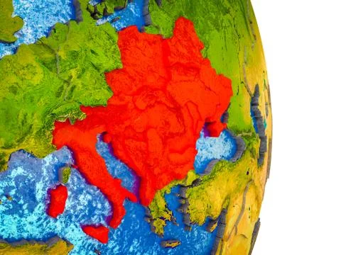 Map of CEI countries on 3D Earth Illustrazione stock