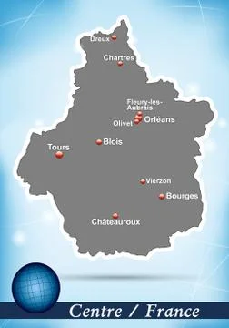 Map of center with abstract background in blue Stock Illustration