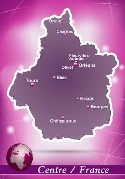 Map of center with abstract background in violet Stock Illustration