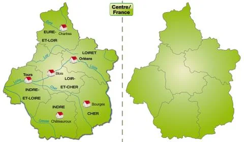 Map of center with borders in green Stock Illustration