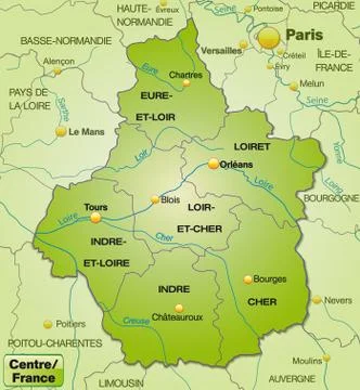 Map of center with borders in green Illustrazione stock