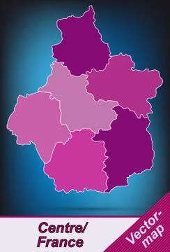 Map of center with borders in violet Stock Illustration