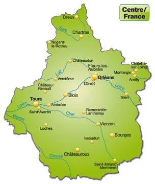 Map of center as an overview map in green Stock Illustration