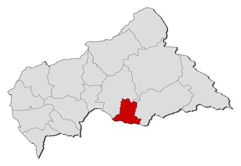 Map of Central African Republic, Basse-Kotto highlighted Political map of ... Foto stock