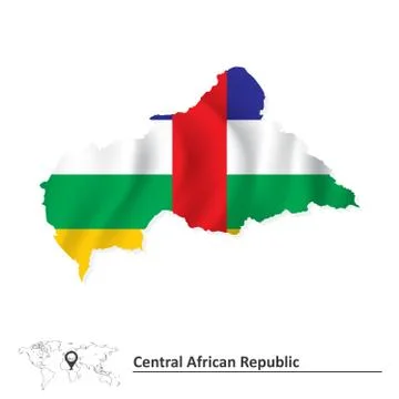 Map of Central African Republic with flag Illustrazione stock