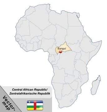 Map of central african republic with main cities in pastel orange Stock Illustration
