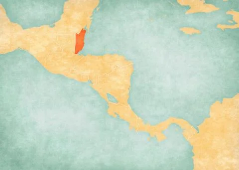 Map of Central America - Belize Stock Illustration