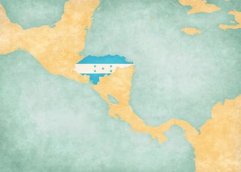 Map of Central America - Honduras Stock Illustration