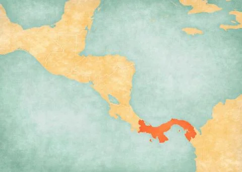 Map of Central America - Panama Stock Illustration