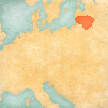 Map of Central Europe - Lithuania Stock Illustration