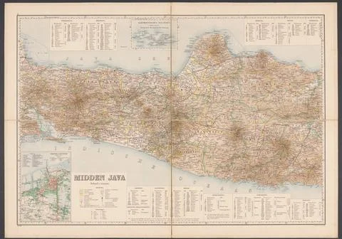 Map of Central Java. Map of Middle Java with legend and insert map of the ... Stock Photos