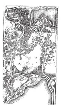 Map of Central Park, in Manhattan in New York City, New York, USA, vintage en Ilustración de archivo