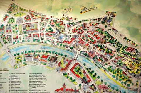 Map of the central part of the Uzhgorod town Stock Photos