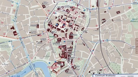 Map of the centre of Krakow Stock Footage 90811219