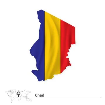 Map of Chad with flag Stock Illustration