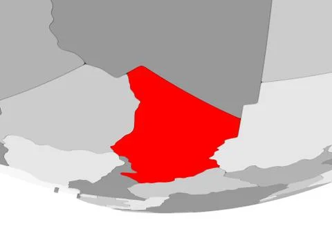 Map of Chad on grey political globe Stock Illustration