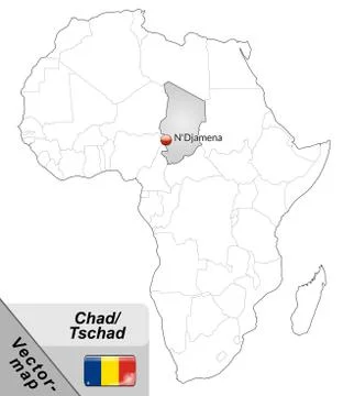 Map of chad with main cities in gray Stock Illustration