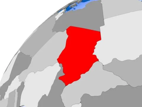 Map of Chad in red Stock Illustration