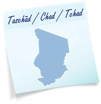 Map of chad as sticky note Stock Illustration