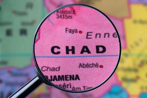 Map of CHAD through magnifying glass. Stock Photos