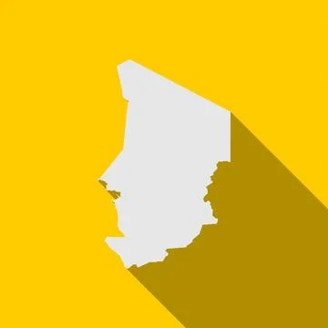 Map of Chad on yellow Background with long shadow Stock Illustration