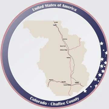 Map of Chaffee County in Colorado Stock Illustration