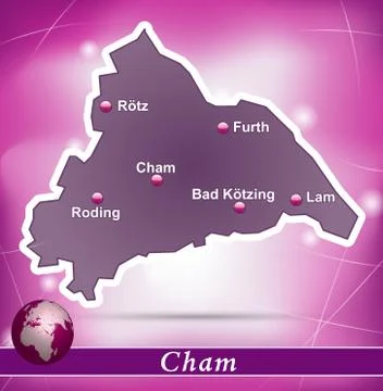 Map of cham with abstract background in violet Stock Illustration