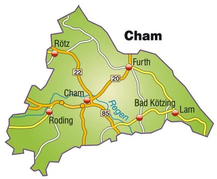 Map of cham with highways Stock Illustration