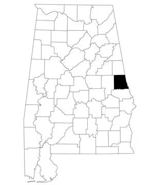 Map of chambers County in Alabama state on white backround. single County m.. Stock Illustration