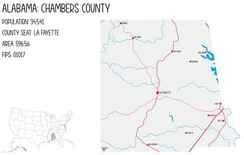 Map of Chambers county in Alabama, USA. Stock Illustration