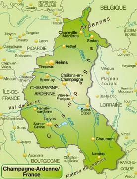 Map of champagne-ardenne as an overview map in green Stock Illustration