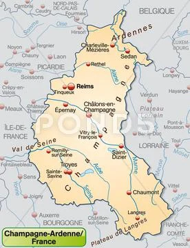 Map of champagne-ardenne as an overview map in pastel orange: Graphic ...