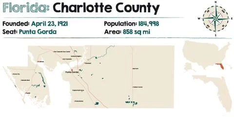 Map of Charlotte County in Florida Stock Illustration