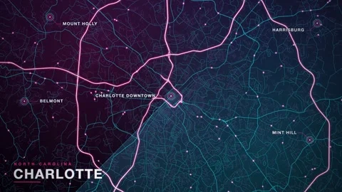 Map of Charlotte Stock Footage 340889041