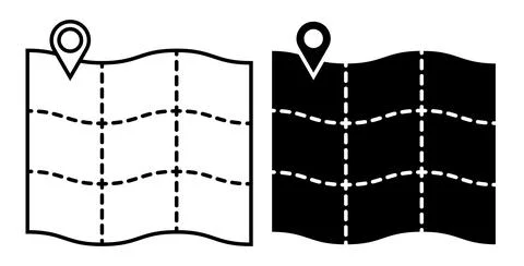 Map with checkpoint mark. Navigation on paper map using GPS system Stock Illustration