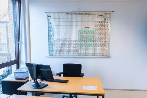 Map with the chemical elements on a wall Stock Photos